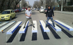 3d crosswalk street art kyrgyzstan